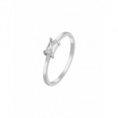 Anillo baguette de plata de ley rodiada. Circonitas. Colección Splendid. - D02006/AA10